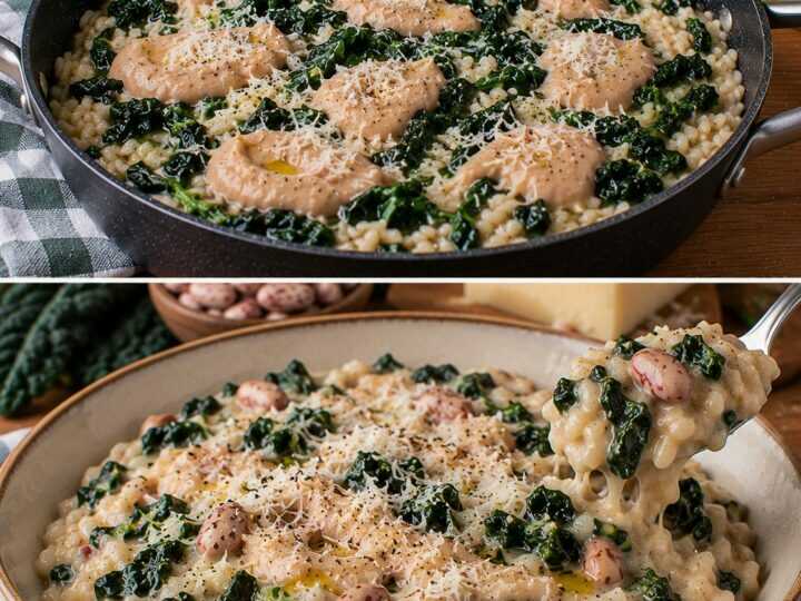 Risotto al Cavolo Nero con Crema di Fagioli Borlotti e Pecorino