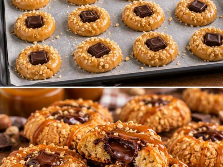 Biscotti al Caramello con Cuore di Cioccolato Fondente