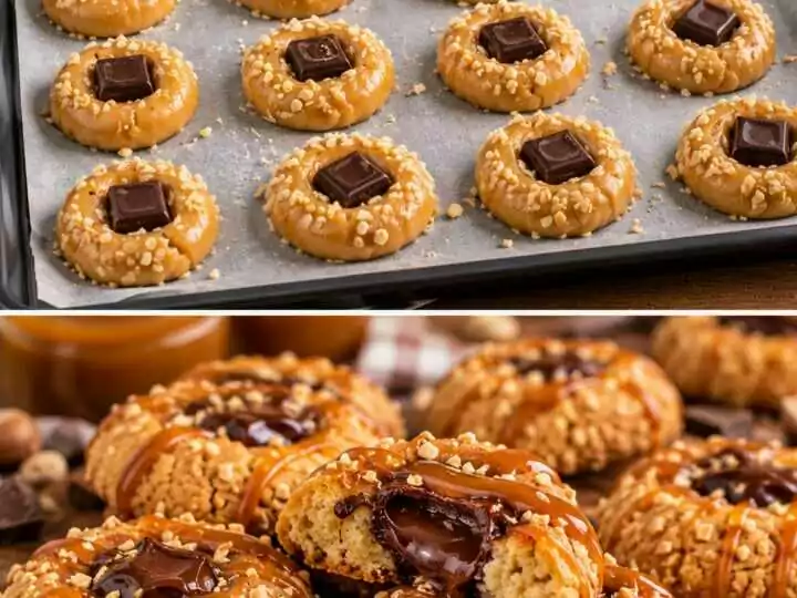 Biscotti al Caramello con Cuore di Cioccolato Fondente