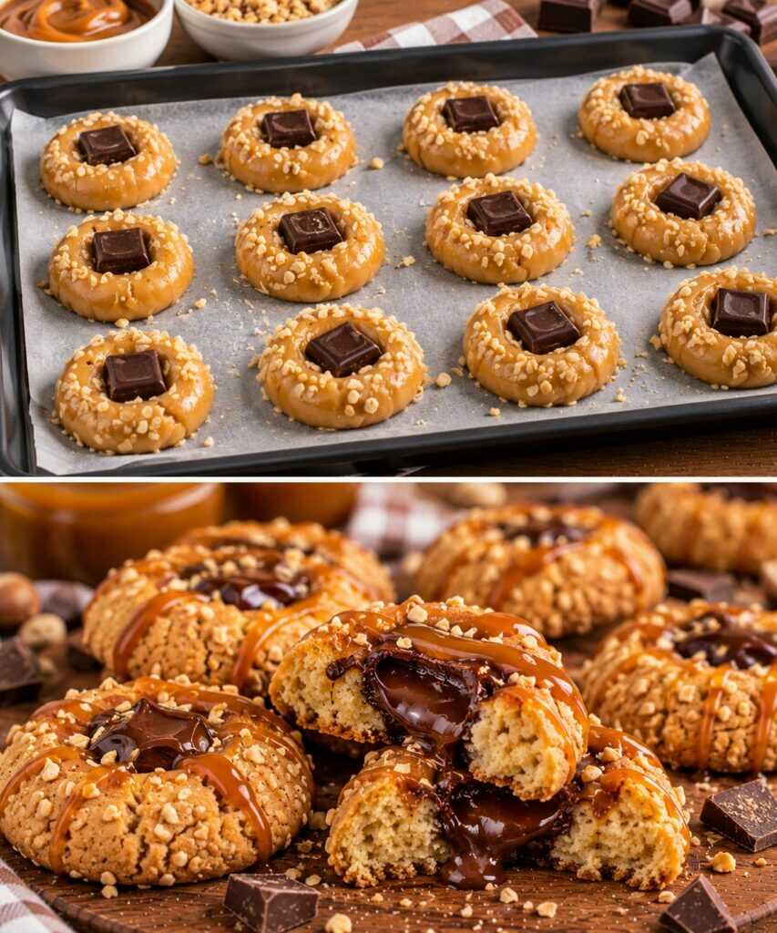 Biscotti al Caramello con Cuore di Cioccolato Fondente