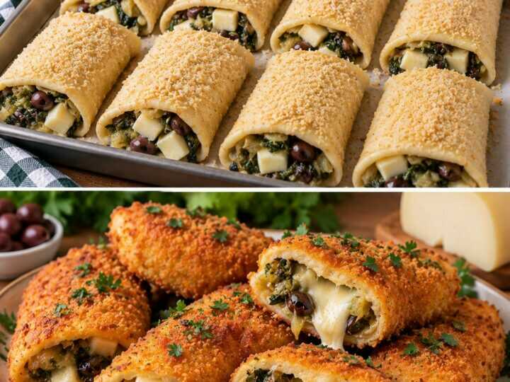 Crespelline Fritte Ripiene di Scarola, Olive Taggiasche e Provola
