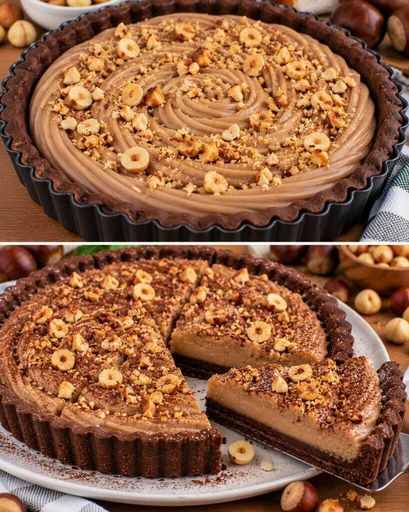 Crostata al Cacao con Crema di Castagne e Nocciole Tostate