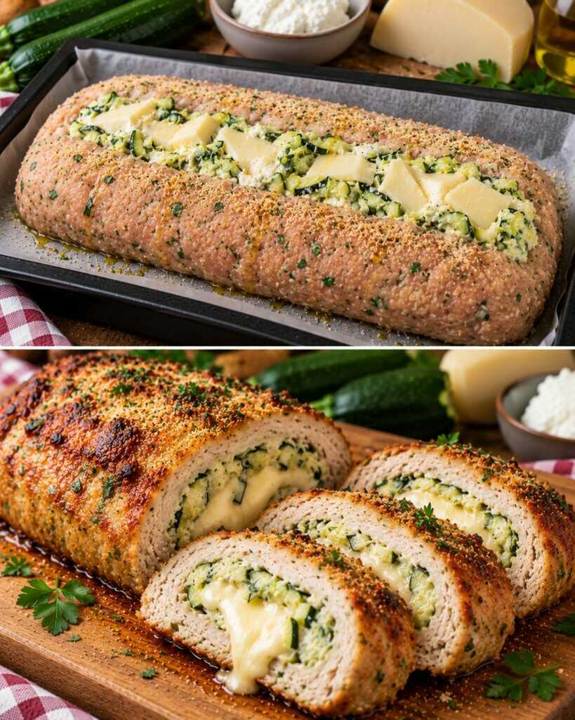 🍗 Polpettone di Pollo con Crema di Zucchine, Ricotta e Cuore di Asiago