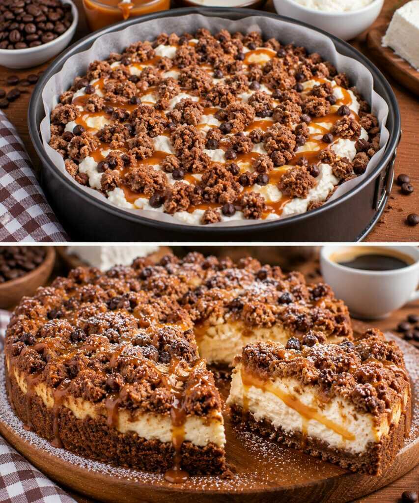 Sbriciolata al Caffè con Crema di Ricotta e Caramello Salato