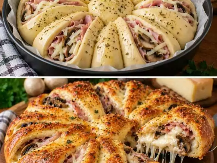 Focaccia a Conchiglia con Prosciutto Cotto, Funghi e Fontina Filante
