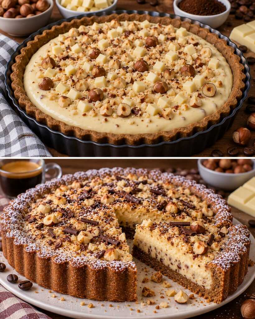 Crostata Morbida al Caffè con Crema al Cioccolato Bianco e Nocciole