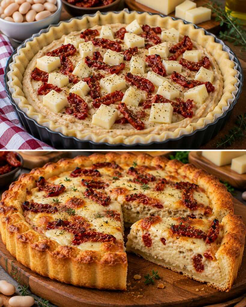 🥧 Crostata Salata con Crema di Cannellini, Pomodori Secchi e Provolone