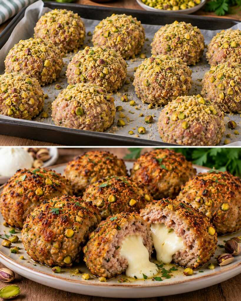 Polpette di Vitello con Cuore di Burrata e Crosta di Pistacchi