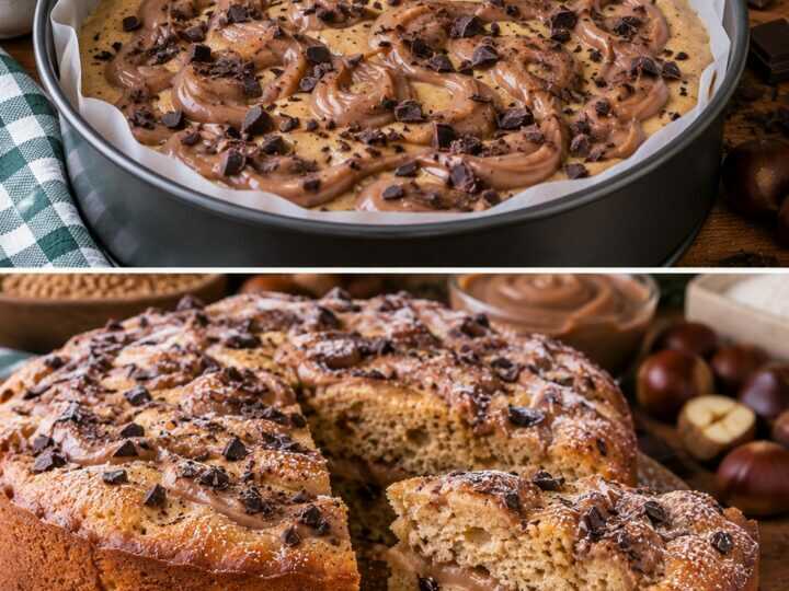 Torta Soffice al Farro con Crema di Marroni e Scaglie di Cioccolato