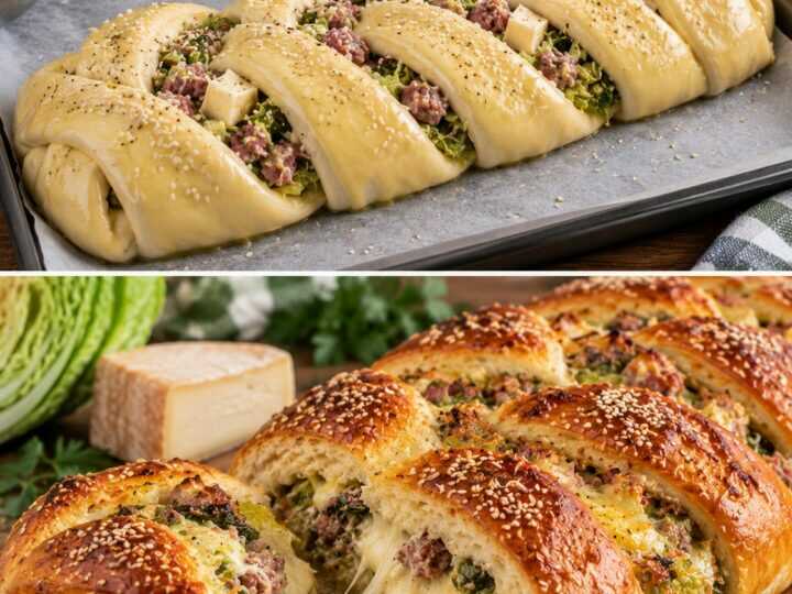 Treccia di Pane alla Verza con Salsiccia e Taleggio Filante