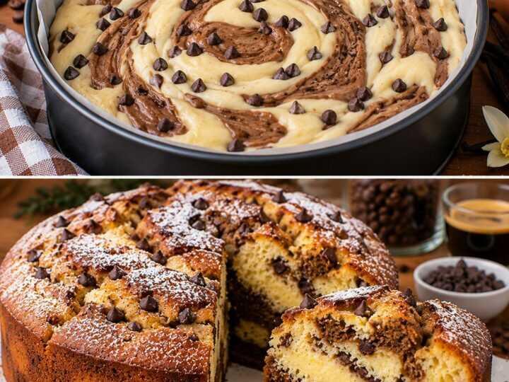 ☕ Torta Variegata al Caffè con Crema alla Vaniglia e Gocce di Cioccolato