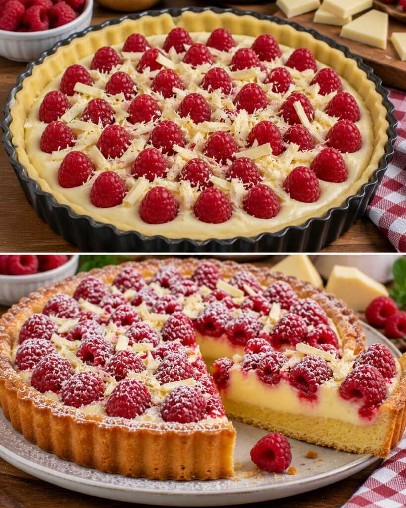 Crostata Morbida ai Lamponi con Crema al Cioccolato Bianco