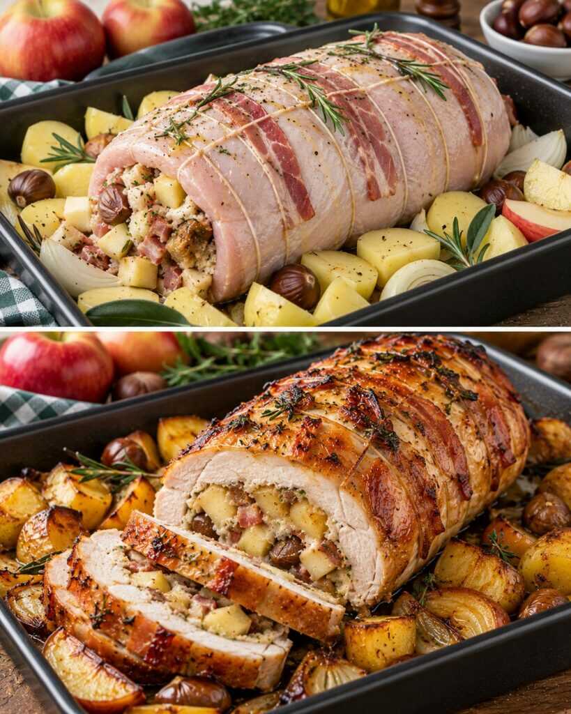 🍗 Arrosto di Tacchino con Ripieno di Mele, Castagne e Pancetta