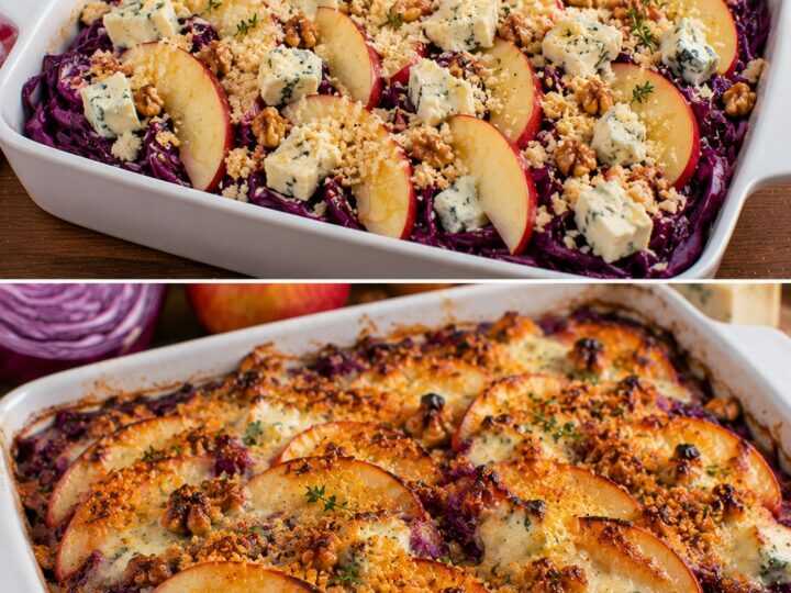 Cavolo Rosso Gratinato con Mele Caramellate e Gorgonzola Dolce