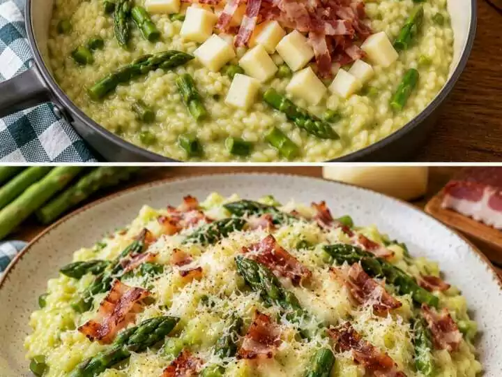 Risotto alla Crema di Asparagi con Speck e Scamorza