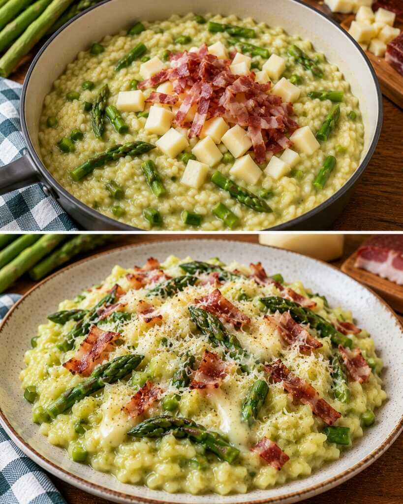 Risotto alla Crema di Asparagi con Speck e Scamorza
