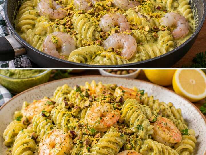 🍝 Fusilloni Cremosi con Pesto di Pistacchi, Gamberi e Scorza di Limone