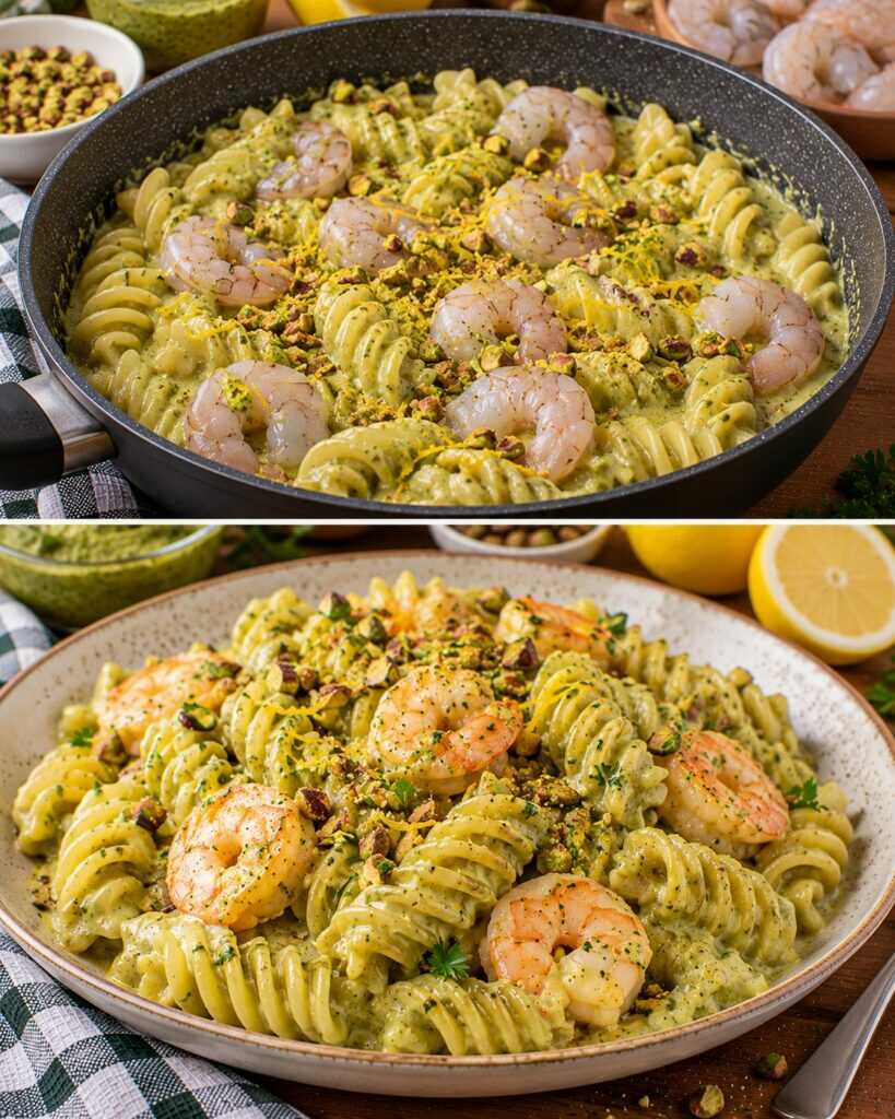 🍝 Fusilloni Cremosi con Pesto di Pistacchi, Gamberi e Scorza di Limone