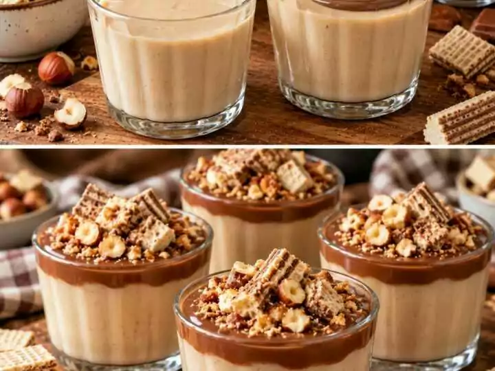🍫 Budino alla Nocciola con Salsa al Cioccolato al Latte e Wafer Croccanti