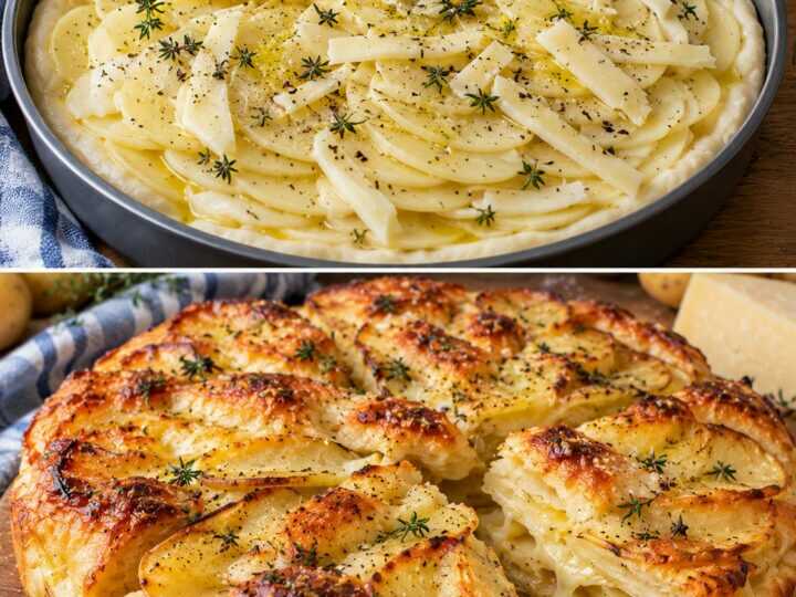 Focaccia Millefoglie con Patate Sottili, Montasio e Timo