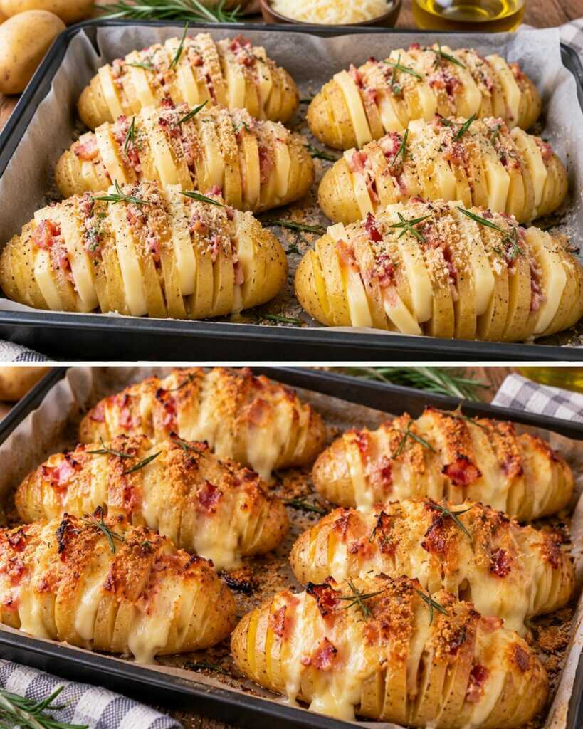Patate a Fisarmonica Ripiene di Scamorza e Rosmarino