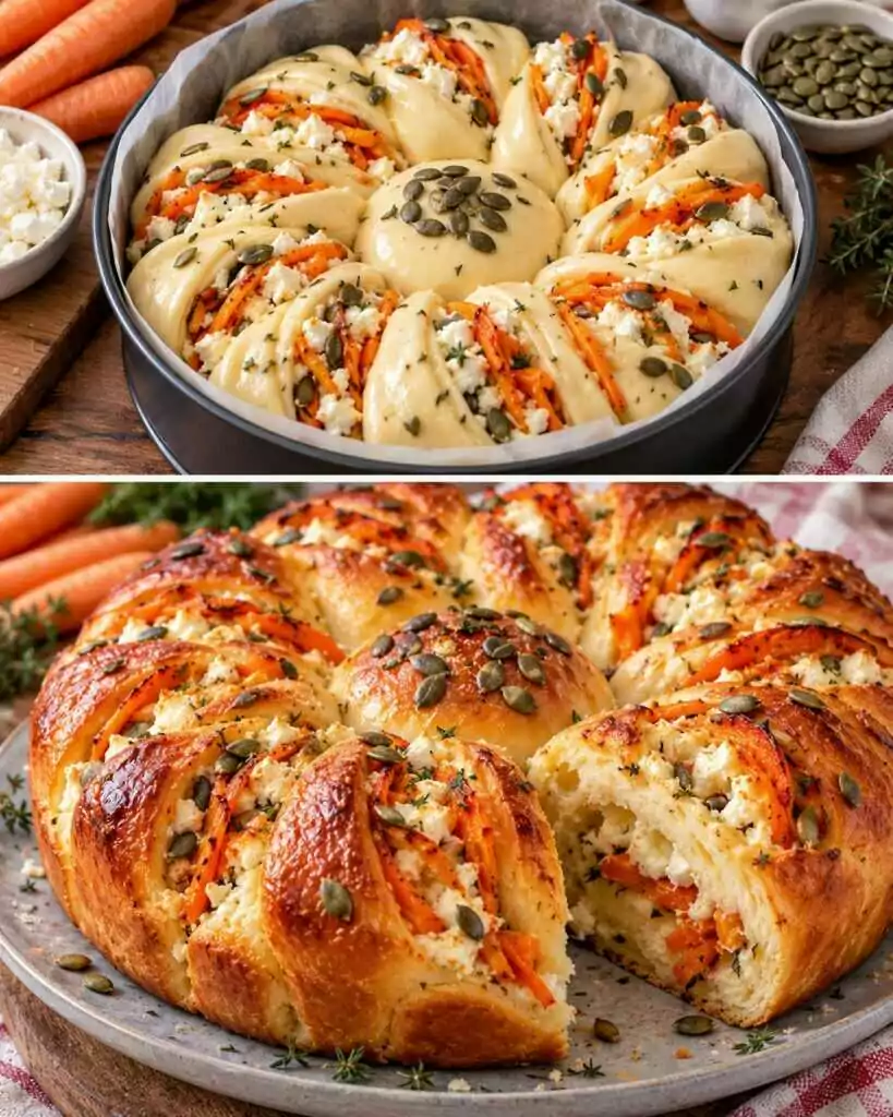 🥕 Pan Brioche Salato con Carote Arrosto, Feta e Semi di Zucca