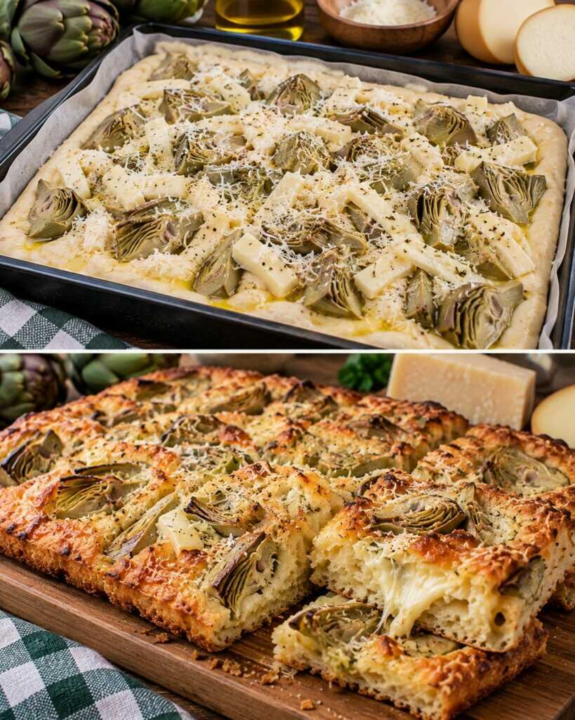 Schiacciata Croccante con Carciofi, Pecorino e Scamorza