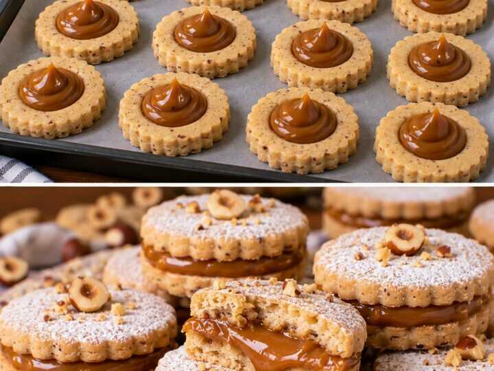 Biscotti Ripieni di Crema al Caramello con Frolla alle Nocciole