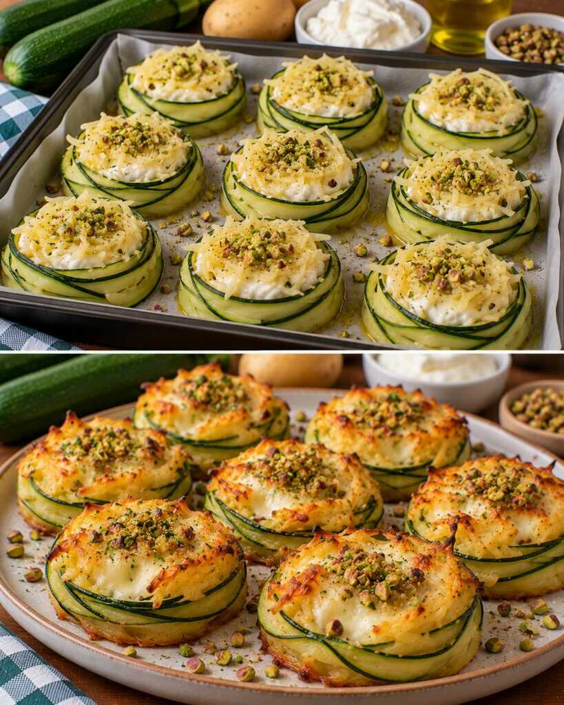 Zucchine a Nido con Patate, Stracchino e Granella di Pistacchi