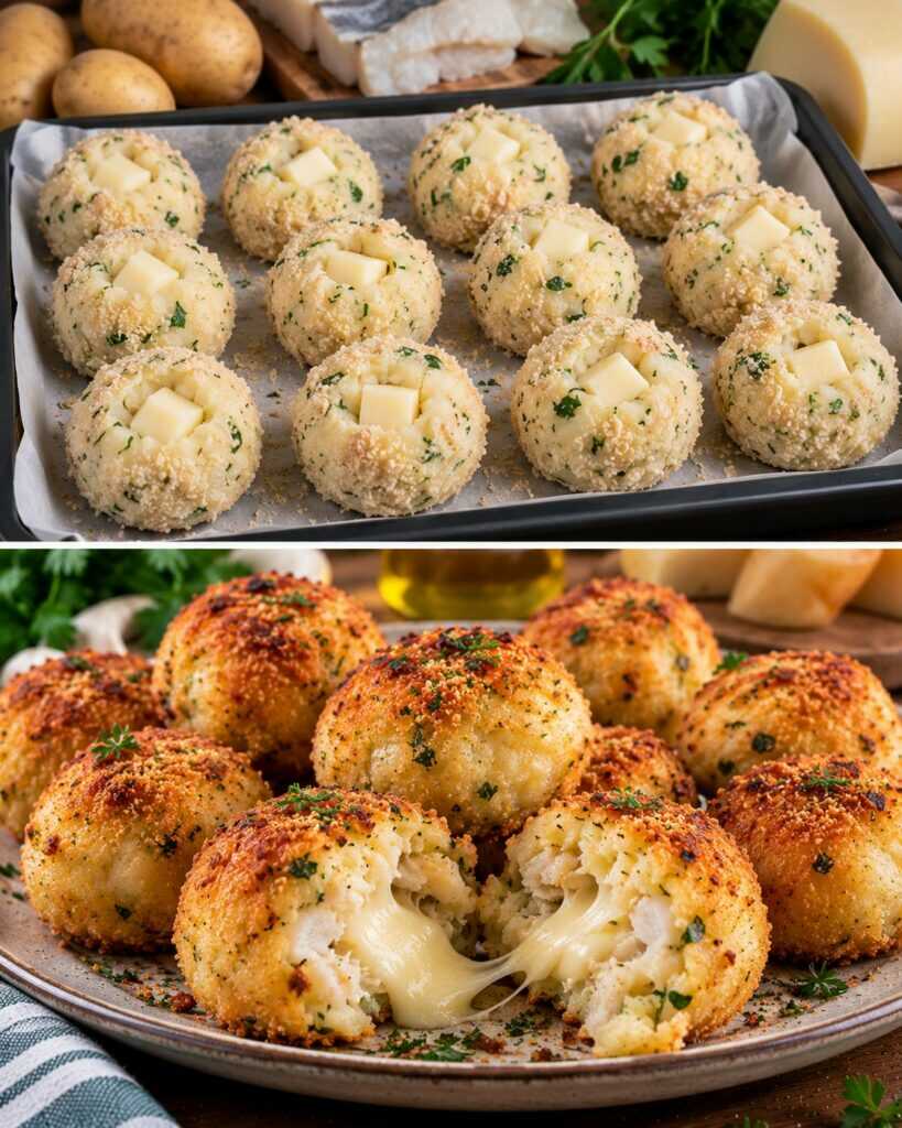 Bombette di Patate e Baccalà con Cuore di Caciocavallo