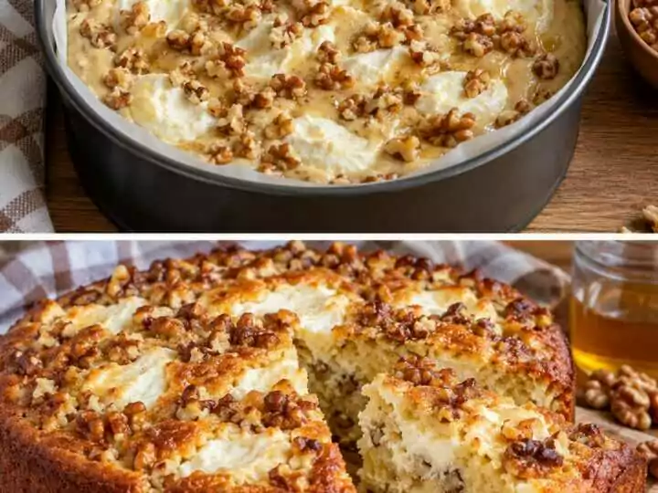 Torta Morbida al Miele con Noci e Crema di Ricotta