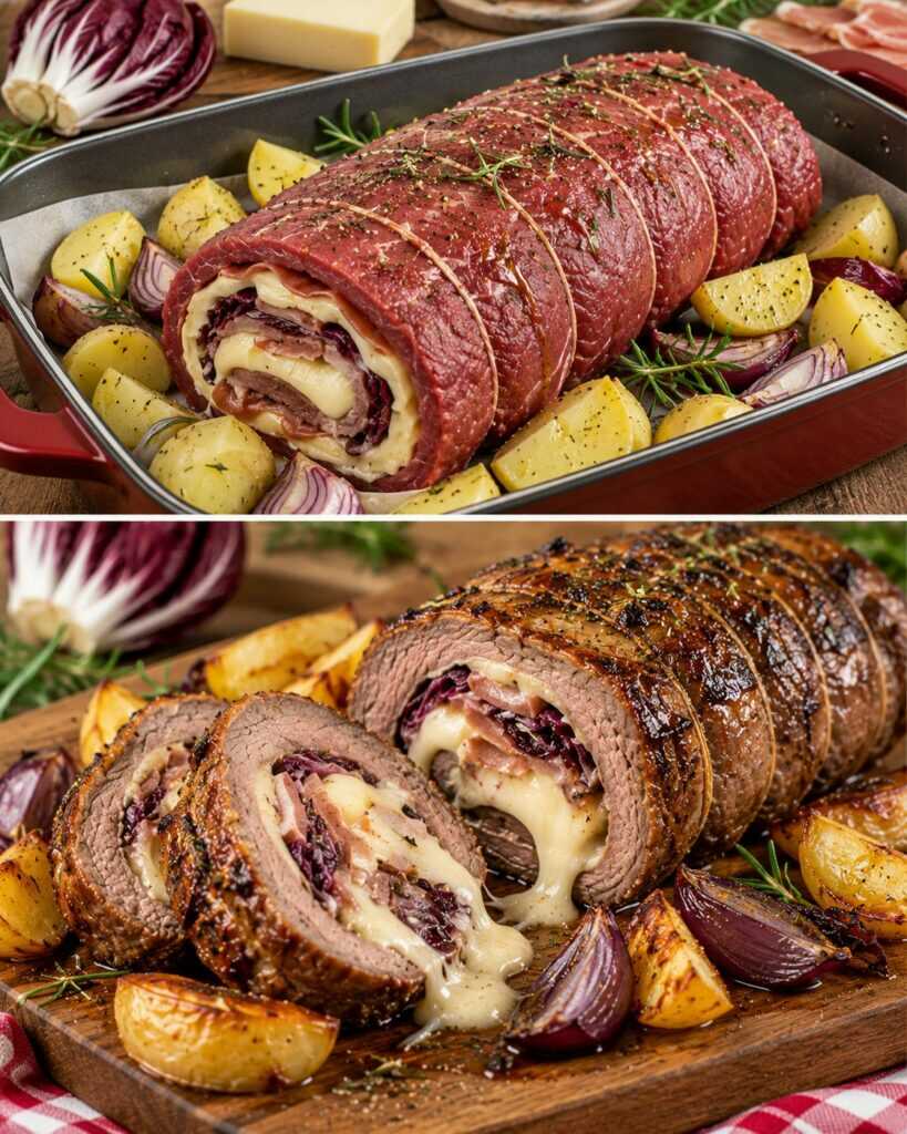 Rotolo di Manzo con Radicchio, Speck e Fontina Filante