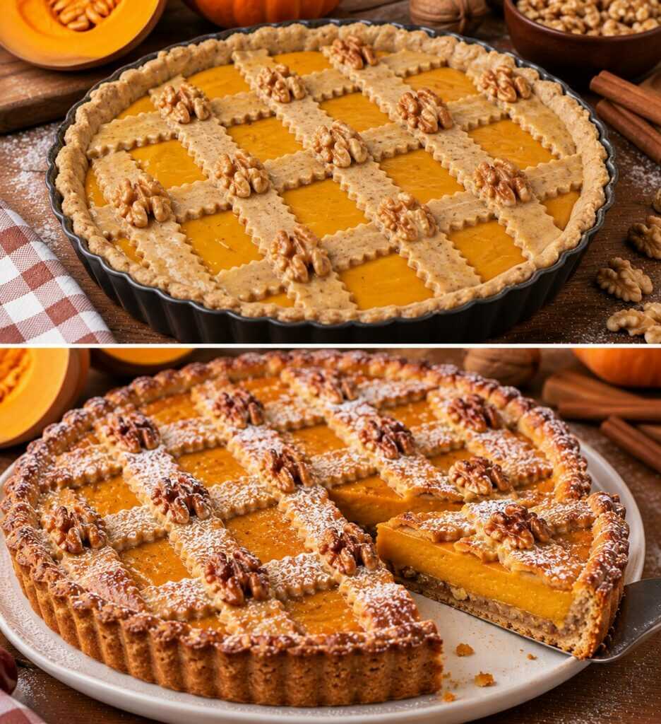 Crostata di Frolla alle Noci con Crema di Zucca Dolce e Cannella