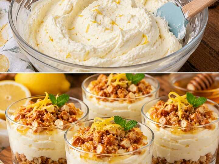 Mousse di Ricotta al Limone con Miele e Mandorle Croccanti