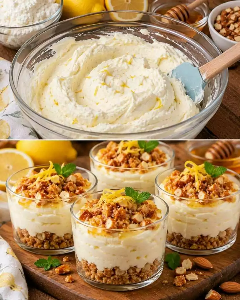 Mousse di Ricotta al Limone con Miele e Mandorle Croccanti
