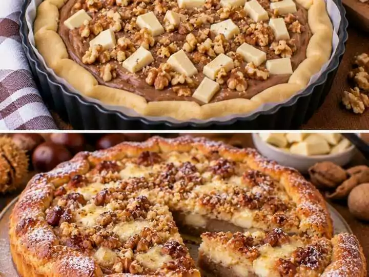 Crostata Rustica alle Noci con Crema di Castagne e Cioccolato Bianco
