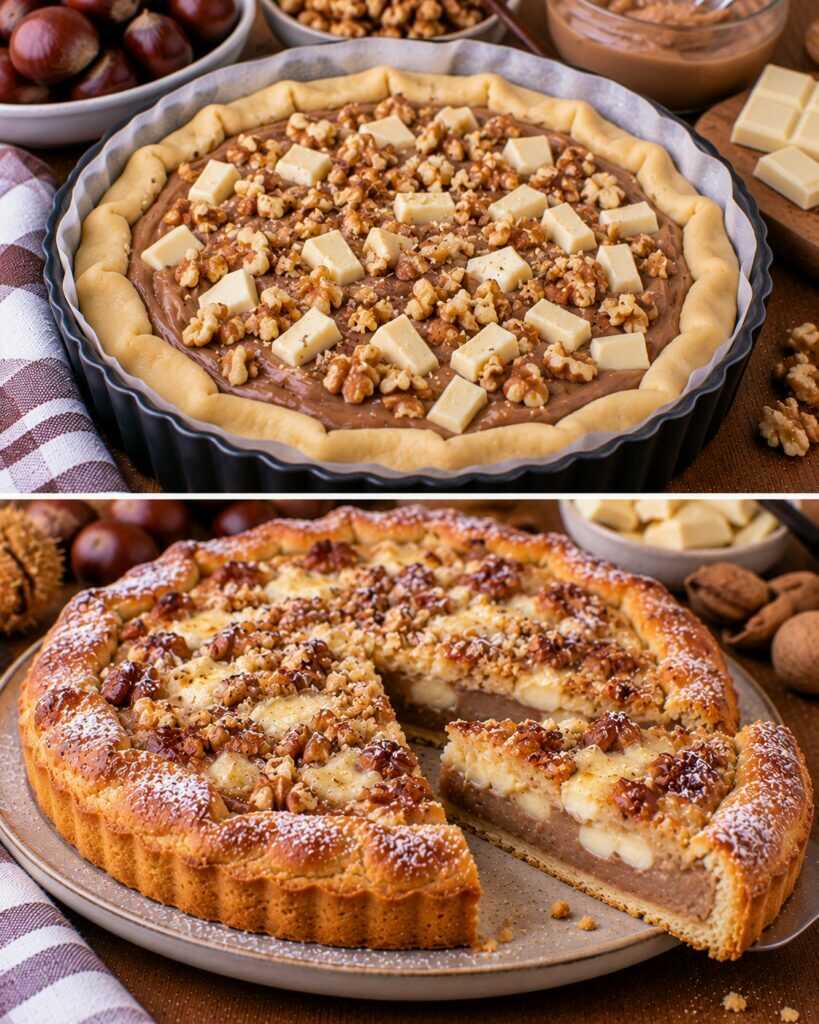 Crostata Rustica alle Noci con Crema di Castagne e Cioccolato Bianco