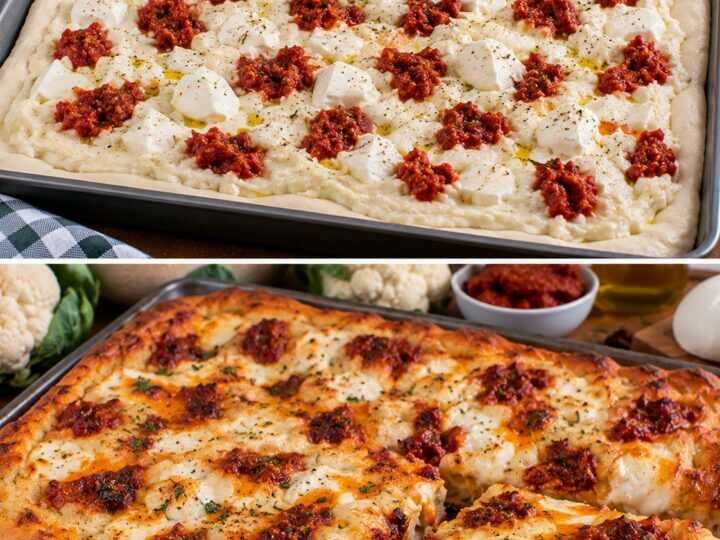 Pizza in Teglia con Crema di Cavolfiore, &lsquo;Nduja e Fior di Latte