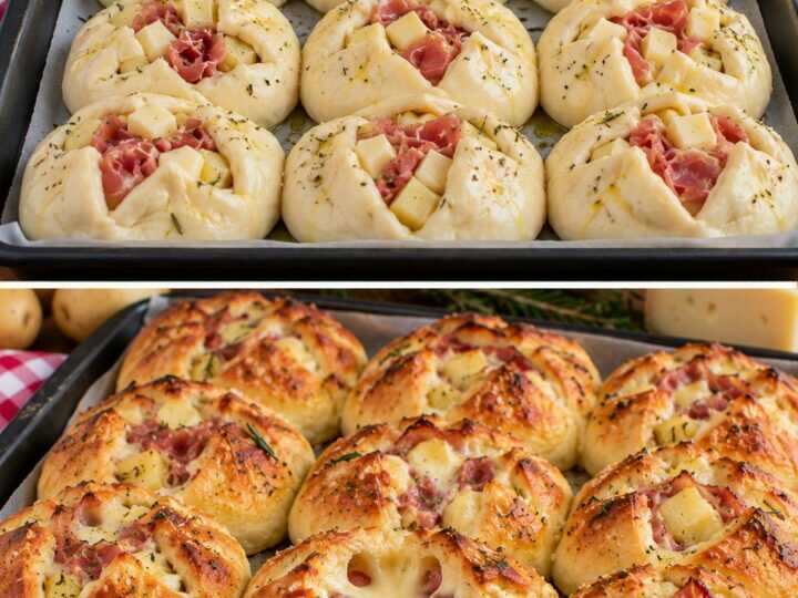 Focaccia a Fagottini con Patate, Prosciutto Crudo e Montasio