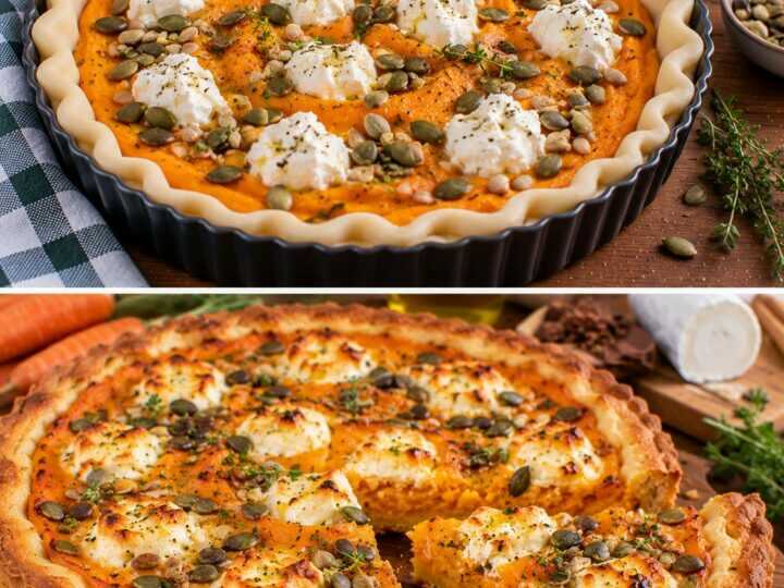 Crostata Salata con Crema di Carote, Caprino e Semi di Zucca