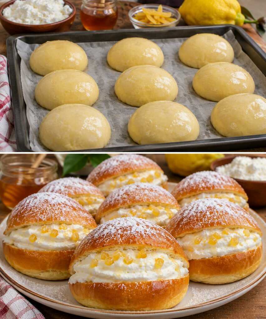 Maritozzi Soffici con Crema di Ricotta, Miele e Scorza di Cedro