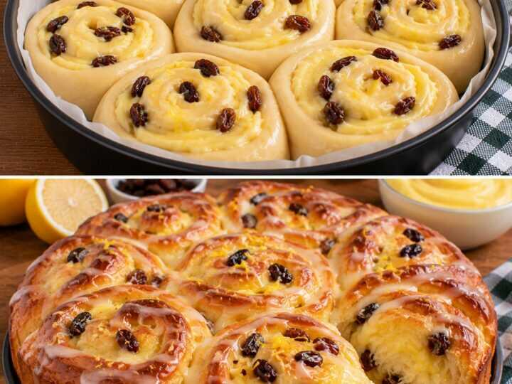 Girelle di Pasta Brioche con Crema al Limone e Uvetta