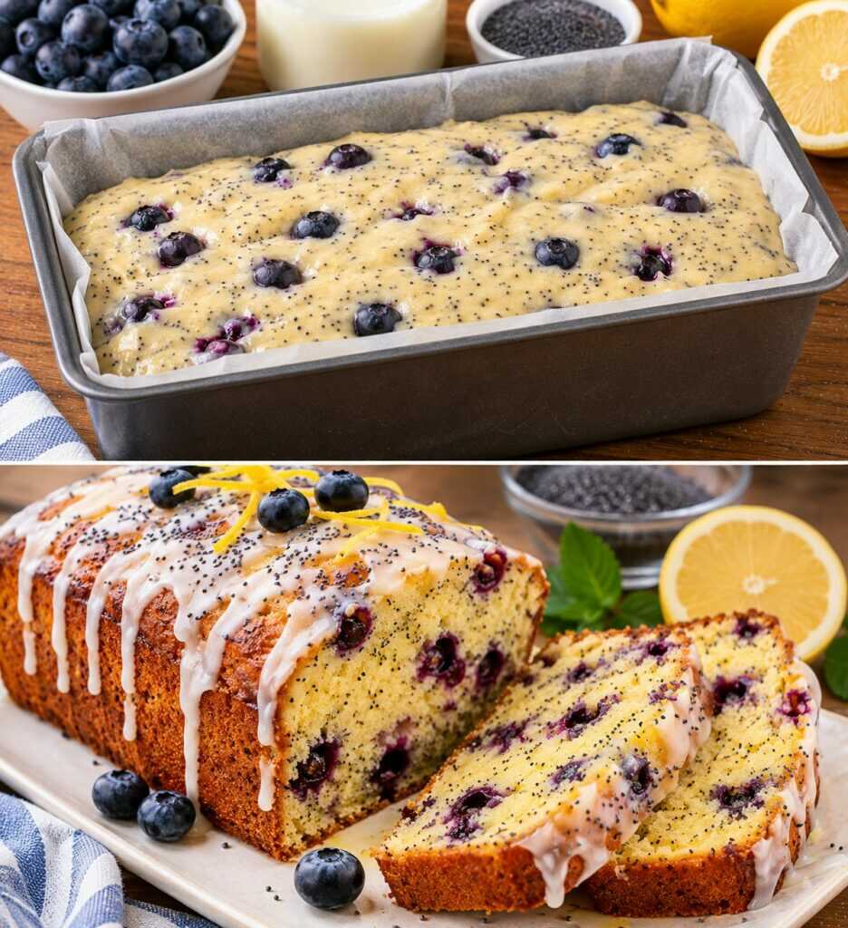 Plumcake al Kefir con Mirtilli, Semi di Papavero e Glassa al Limone