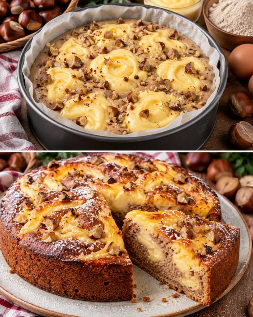 Torta Nua alle Castagne con Crema Pasticcera al Rum