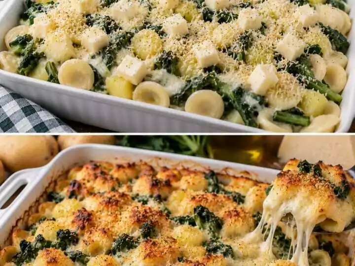 Orecchiette con Crema di Patate, Cicoria e Caciocavallo Filante
