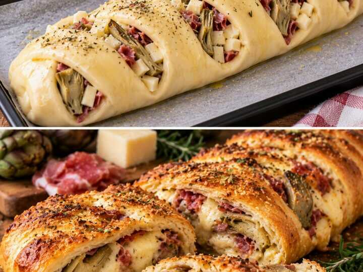 Treccia di Pane con Carciofi, Speck e Scamorza Affumicata