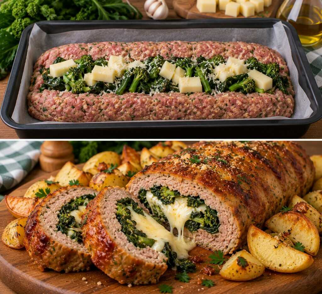 Polpettone di Maiale con Cuore di Cime di Rapa e Provola Affumicata