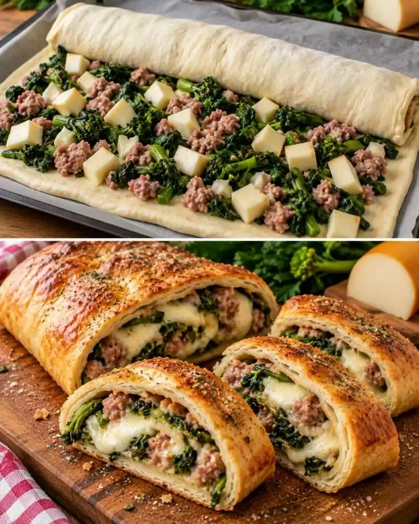 Pizza Arrotolata con Salsiccia, Friarielli e Provola Affumicata