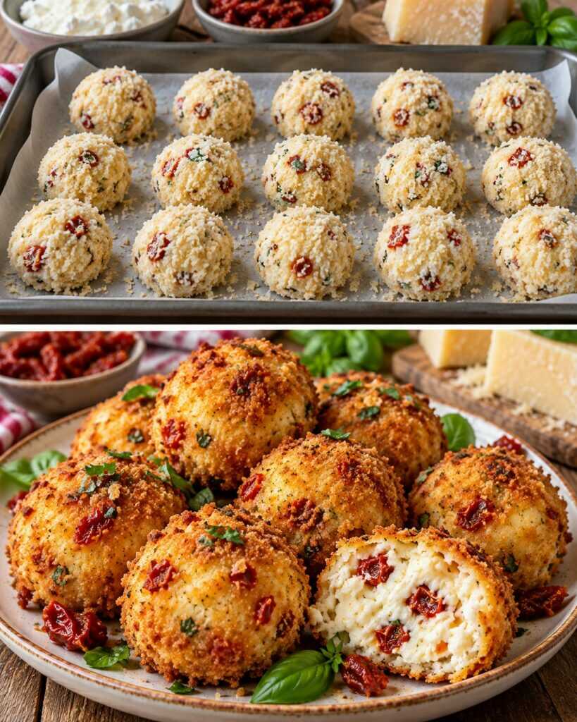Bocconcini Croccanti di Ricotta con Parmigiano e Pomodori Secchi
