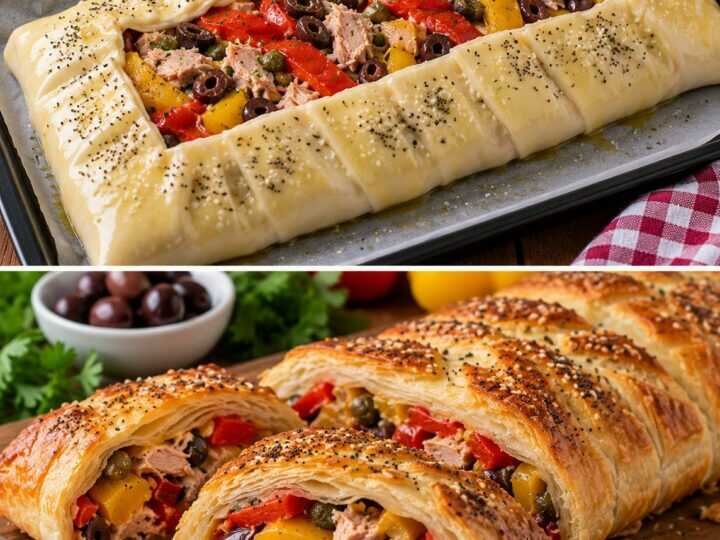 Strudel Rustico con Peperoni Arrostiti, Tonno e Olive Taggiasche